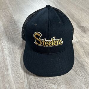Vintage Pittsburgh Steelers Hat Snapback NFl Football‎ AJD Black Trucker Cap